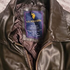U.S. Polo Assn. Men's Large Dark Brown Faux Leather Jacket
